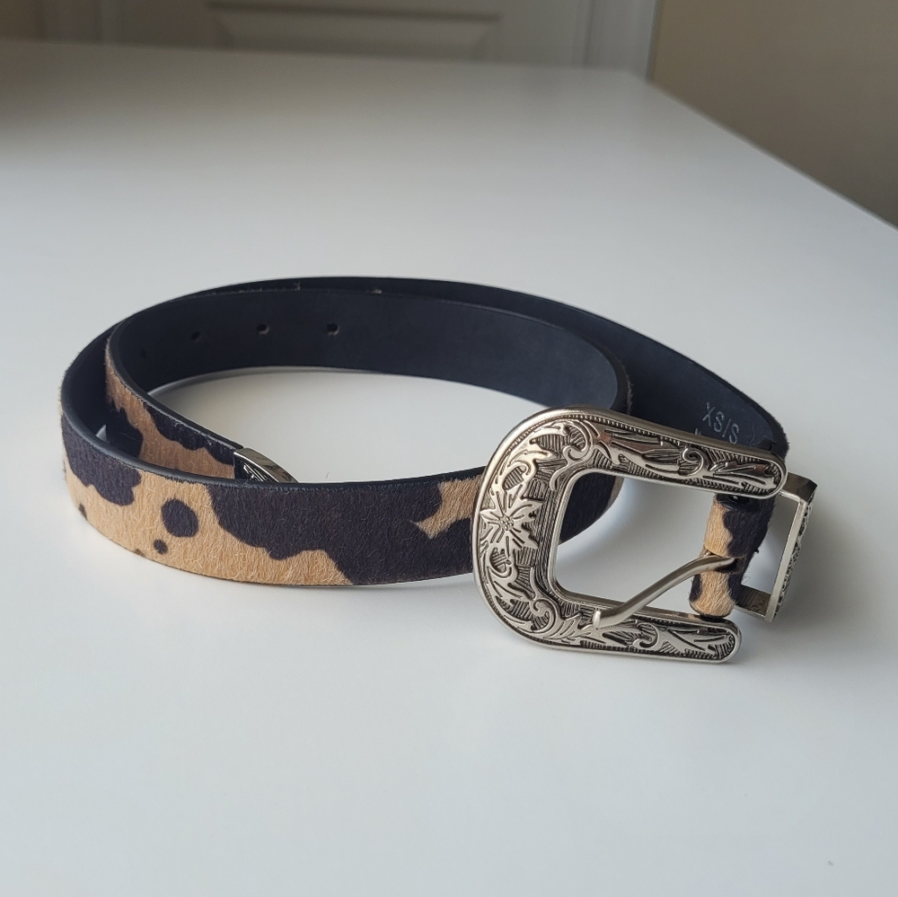 Western-Style Faux Leather Cow Print Belt